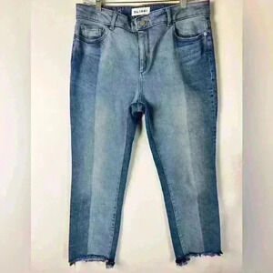 DL1961 Two-Tone Denim Jeans with Frayed Edges